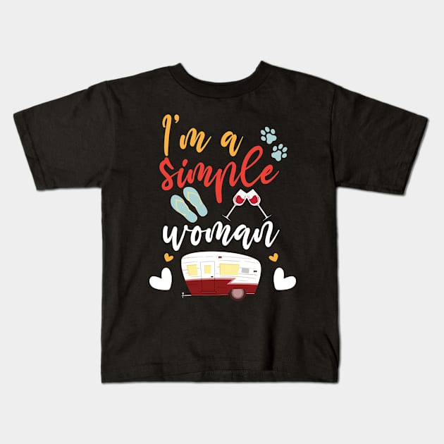 Simple Woman RV Camper Kids T-Shirt by FamiLane